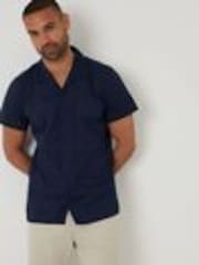 Threadbare Blue 100% Cotton Pluck Textured Revere Collar Short Sleeve Shirt - Image 1 of 1