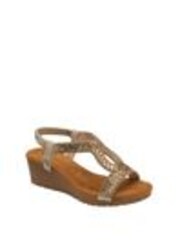 Dunlop Gold Tear-Drop Wedge Elasticated Sandals - Image 1 of 1