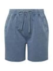 Yours Curve Blue Acid Wash Sweat 100% Cotton Shorts - Image 1 of 1