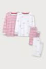 The White Company Slim Fit 100% Cotton Plane And Stripe White Pyjamas Set Of 2 - Image 1 of 1