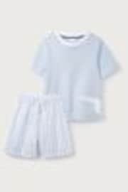 The White Company Blue Relaxed Fit 100% Cotton Whale Embroidered Shortie Pyjamas - Image 1 of 1