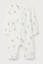 The White Company 100% Organic Cotton Monkey Waffle White Sleepsuit - Image 1 of 1