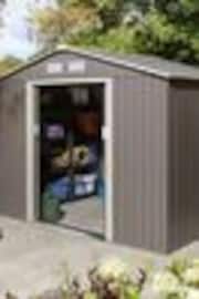 Rowlinson Light Grey Trentvale 8 x 6ft Metal Garden Apex Shed, Foundation Kit & Assembly - Image 1 of 1
