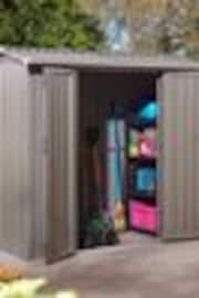 Rowlinson Grey Brentvale 8 x 4ft Metal Garden Shed with Foundation Kit - Image 1 of 1