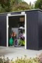 Rowlinson Dark Grey Trentvale 8 x 4ft Metal Garden Pent Shed with Assembly - Image 1 of 1
