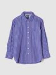 Gap Blue/Pink Cotton Poplin Striped Oversized Shirt - Image 1 of 1