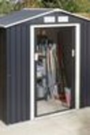 Rowlinson Dark Grey Trentvale 6 x 4ft Metal Garden Apex Shed with Assembly - Image 1 of 1