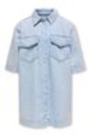 ONLY KIDS Blue Short Sleeve Denim Dress - Image 1 of 1