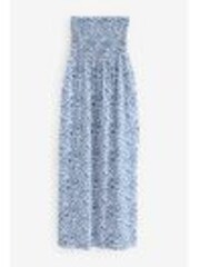 Threadbare Blue Floral 100% Cotton Jersey Bandeau Maxi Dress with Pockets - Image 1 of 1