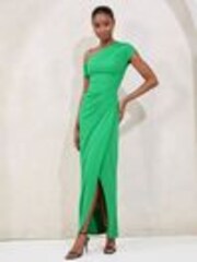 Lipsy Green Off The Shoulder Gathered Waist Maxi Dress - Image 1 of 1