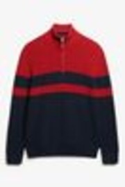 Superdry Blue 100% Cotton Classic Stripe Half-Zip Jumper - Image 1 of 1
