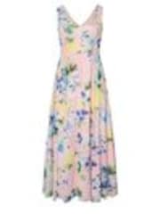 Yours Curve Pink London Floral Mesh Sleeveless Maxi Dress - Image 1 of 1