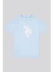 U.S. Polo Assn Blue Boys Double Horsemen Graphic Print 100% Cotton T-Shirt - Image 1 of 1
