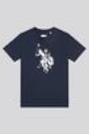 U.S. Polo Assn Light Blue Boys Double Horsemen Graphic Print 100% Cotton T-Shirt - Image 1 of 1