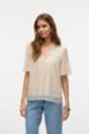 VERO MODA Cream Short Sleeve Dobby Blouse - Image 1 of 1