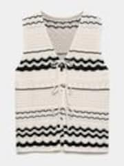 Mint Velvet White Striped Knit 100% Cotton Vest - Image 1 of 1