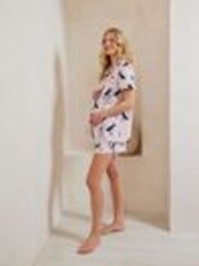 Chelsea Peers Pink Maternity Cotton Puffin Print Short Pyjamas Set - Image 1 of 1