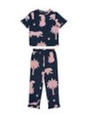 Chelsea Peers Blue Kids Midnight Leopard Long Pyjamas Set - Image 1 of 1