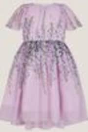 Monsoon Purple Floral Print Flutter Sleeve Dress - Image 1 of 1