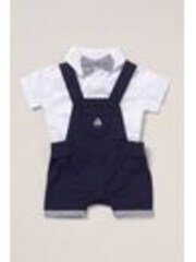 Little Gent Blue 100% Cotton Bodysuit Shirt Dungarees and Bowtie Outfit Set - Image 1 of 1