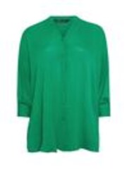 Yours Curve Green Stand Collar Beach Shirt - Image 1 of 1