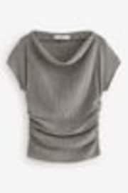 Grau - Top mit Wasserfallausschnitt, Drappierung und Textur - Image 1 of 1