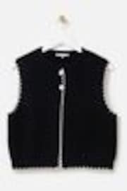 Oliver Bonas Black Blanket Stitch Knitted Waistcoat - Image 1 of 1
