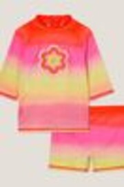 Monsoon Pink Flower Ombré UPF 50+ Rash Vest and Swim Shorts Set - Image 1 of 1