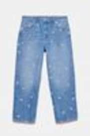Mint Velvet Blue 100% Cotton Embroidered Floral Relaxed Jeans - Image 1 of 1