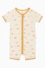 MORI Cream Cotton Blend Zip-Up Romper - Lion - Image 1 of 1