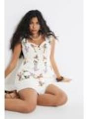 River Island White Corset Floral Embellished Top - Image 1 of 1