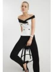 River Island White Double Breasted Bardot Top - Image 1 of 1