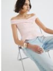 River Island Pink Double Breasted Bardot Top - Image 1 of 1