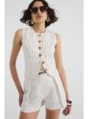 Blanco de Chrome - River Island Longline Belted Shorts - Imagen 1 de 1