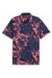 Puma Blue Mens Mattr Broken Flower Print Golf Polo Shirt - Image 1 of 1