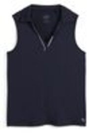 Puma Blue Womens Cloudspun Piped Sleeveless Golf Polo Shirt - Image 1 of 1