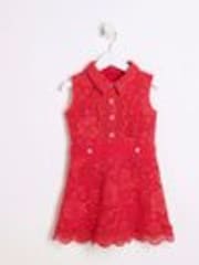 River Island Red Girls Lace Collar Shirt Dress - Image 1 of 1