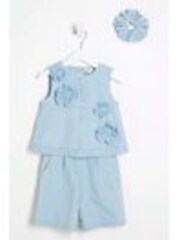 River Island Blue Girls 100% Cotton Outfit and Scrunchie Dress - Image 1 of 1