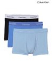 Calvin Klein Black/Mid Blue/Light Blue Calvin Klein 3 Pack Boxers Trunks - Icon Cotton Stretch - Image 1 of 1