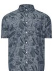 BadRhino Big & Tall Blue Chambray Tonal Leaf 100% Cotton Shirt - Image 1 of 1