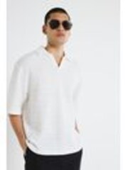 River Island White Open Neck Plisse Polo Shirt - Image 1 of 1