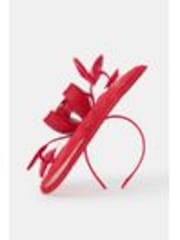 Accessorize Red Woven Bow Feather Disc Fascinator Hat - Image 1 of 1