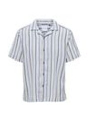 Only & Sons Blue Cuban Collar Stripe Shirt - Image 1 of 1