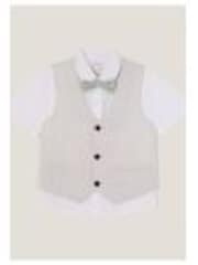 Monsoon Grey 100% Cotton Shirt and Waistcoat Set 3 Piece with Bow - Image 1 of 1