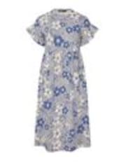 Yours Curve Blue Frilled 100% Cotton Midaxi Dress - Image 1 of 1