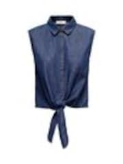 JDY Denim Tie Front Short Sleeve 100% Cotton Blouses - Image 1 of 1