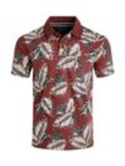 Weird Fish Red Sarat Printed 100% Cotton Polo Shirt - Image 1 of 1