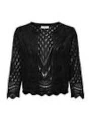 JDY Black Crochet 3/4 Sleeve Cardigan - Image 1 of 1