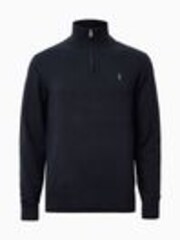 AllSaints Blue Chrome Kilburn Quarter Zip Funnel Jumper - Image 1 of 1