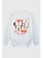 Brands In White Disney Minnie Mouse Daisy Duck Bow Sweatshirt - Image 1 of 1